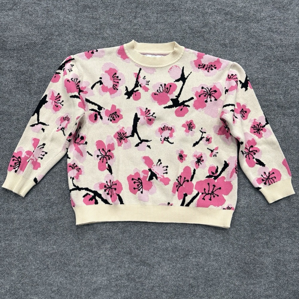 AriZona Ice Tea Heritage Collection Cherry Blossom Knit Sweater Cream Pink Small